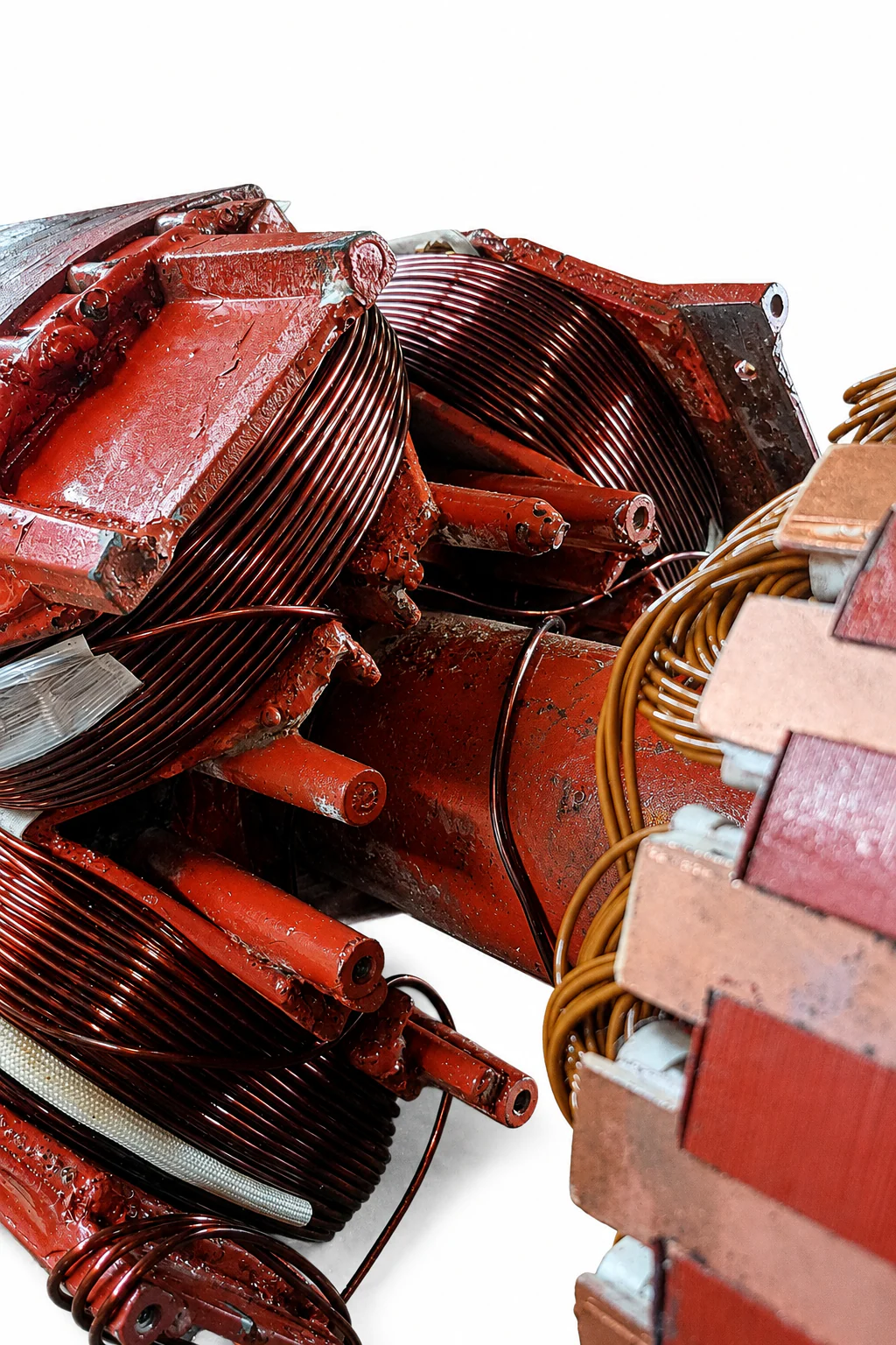 Rotor de generador desmontado para evaluación RHD